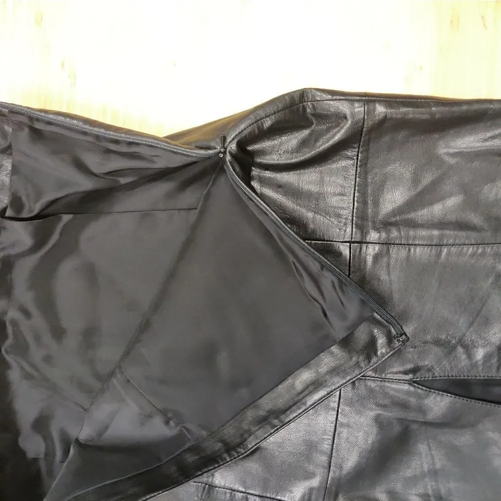 Halogen black genuine leather classic pencil sexy skirt size 6